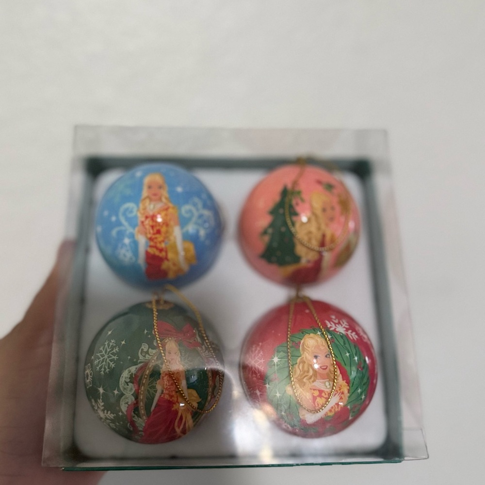 Set of 4 Barbie Christmas Ornaments